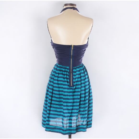 Anthropologie Corey Lynn Calter Striped Halter Silk Blend Dress - Picture 2 of 5